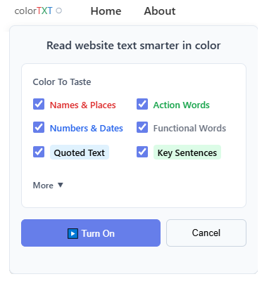 ColorTXT Options Panel